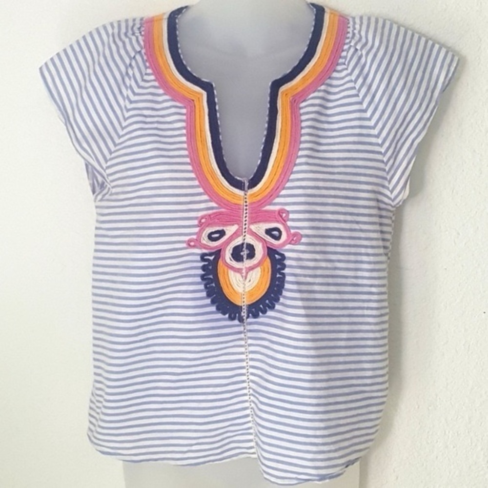 Anthropologie Whit Colorful Embroidered Blouse US XS Petite